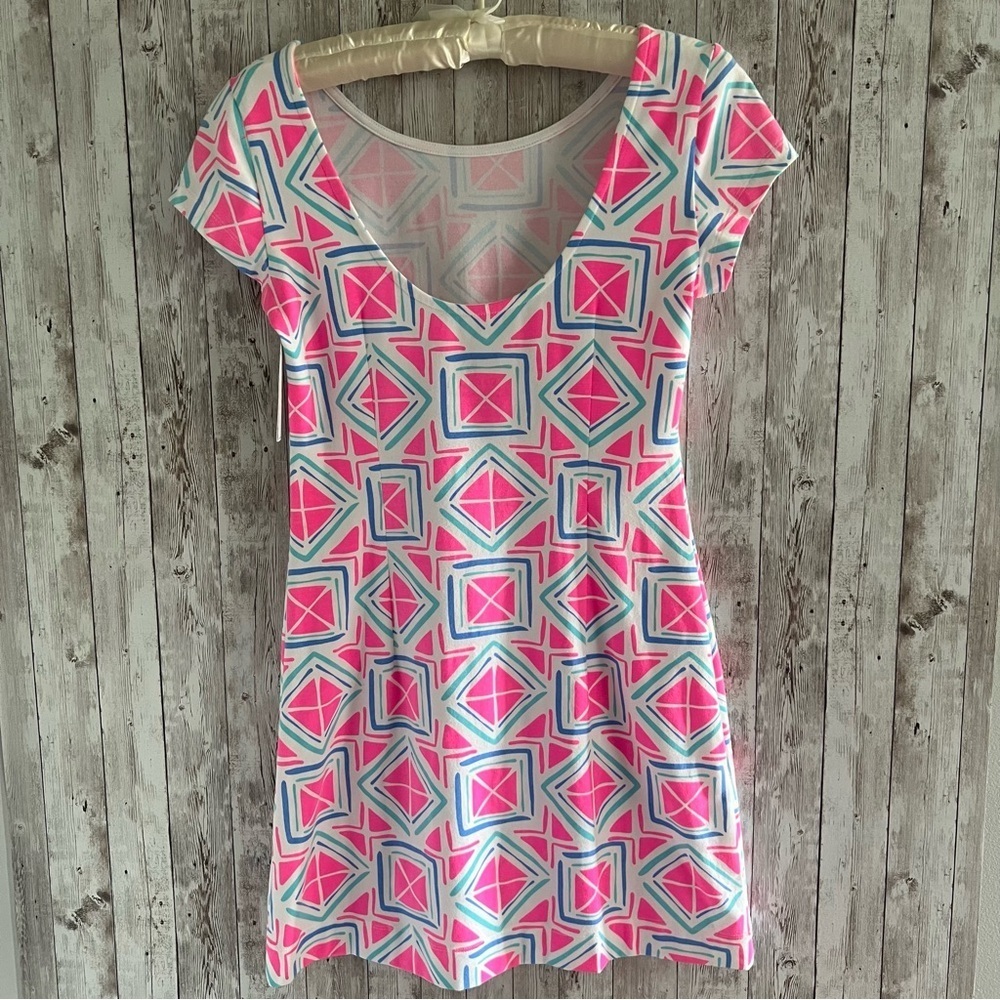 MAHI GOLD Pink and Blue Addie Dress New XS Cape Cod Preppy Nantucket - Picture 3 of 6